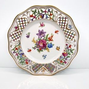 Schumann Bavaria Germany Chateau Dresden Reticulated Floral Charger Plate